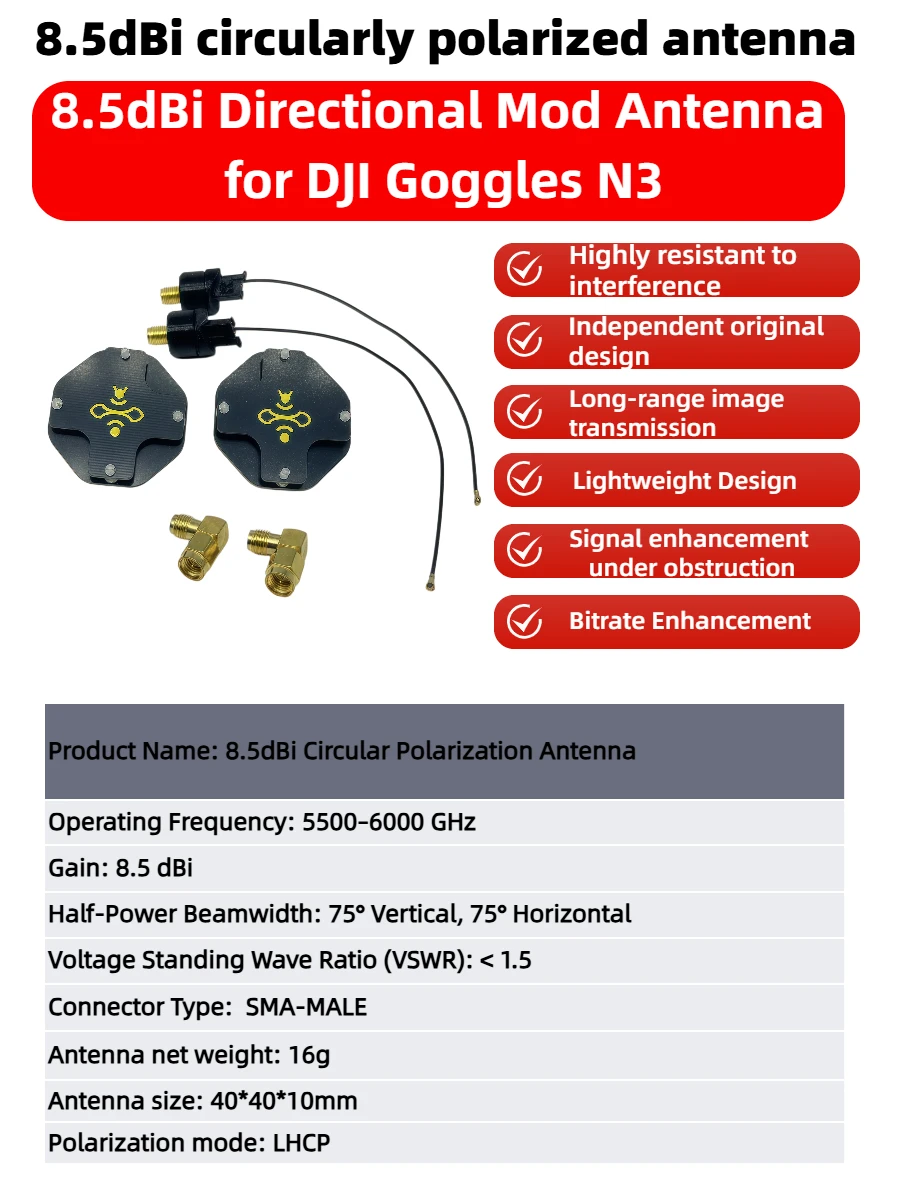8.5dBi LHCP FPV Patch Antenna  - Fpv Drone Goggles ulasan dan harga