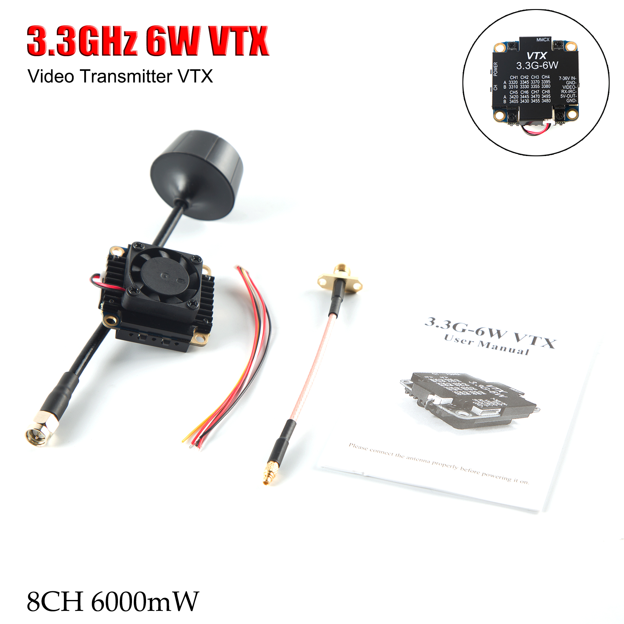 FPV Video Transmitter 3.3G 6W  - Fpv Drone Vtx ulasan dan harga
