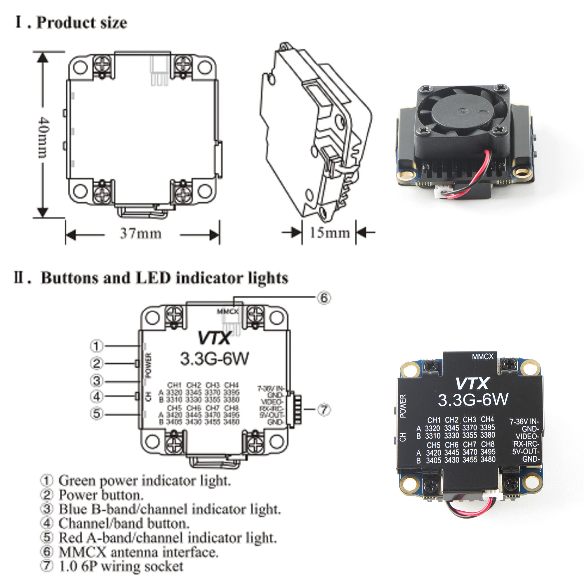 FPV Video Transmitter 3.3G 6W  - Fpv Drone Vtx ulasan dan harga